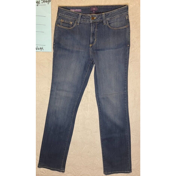 NYDJ Jeans Womens 8 Blue Marilyn Straight Lift Tuck Stretch Preppy‎ Denim - Picture 1 of 4